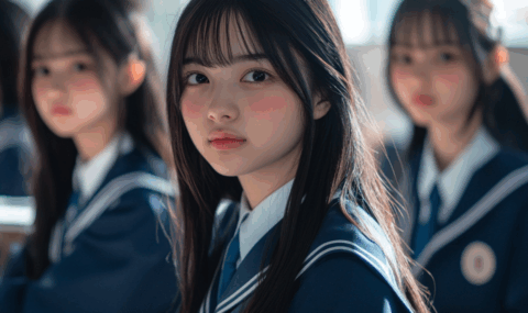 真剣に授業を聞いている女子高校生の写真