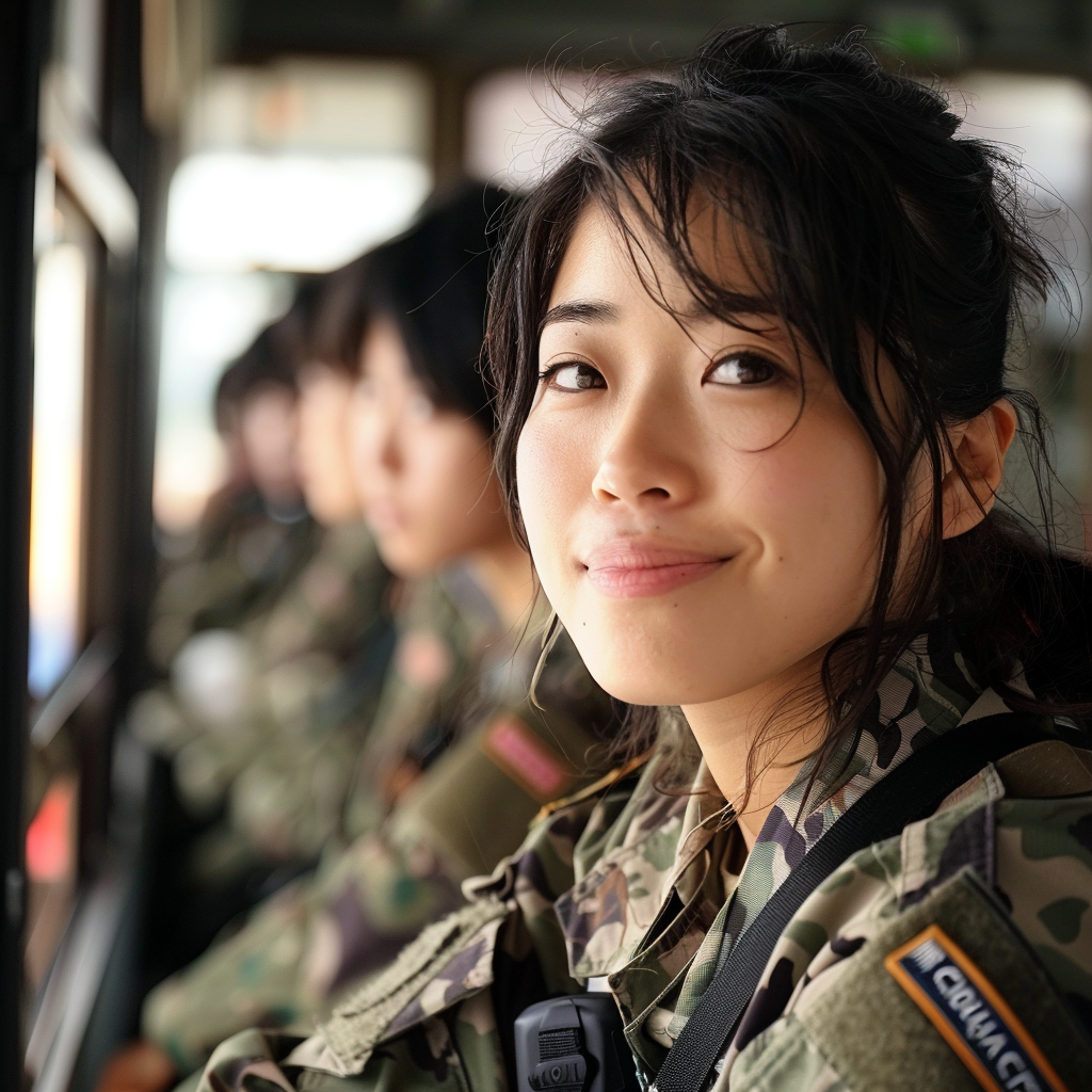 自衛隊風の女性の写真