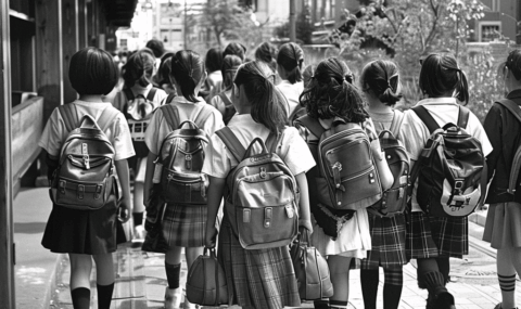 謎の白黒の中学受験生の写真