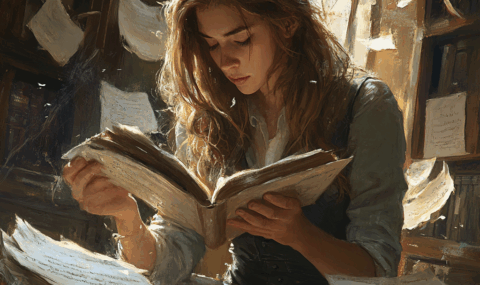 勉強している女性の写真