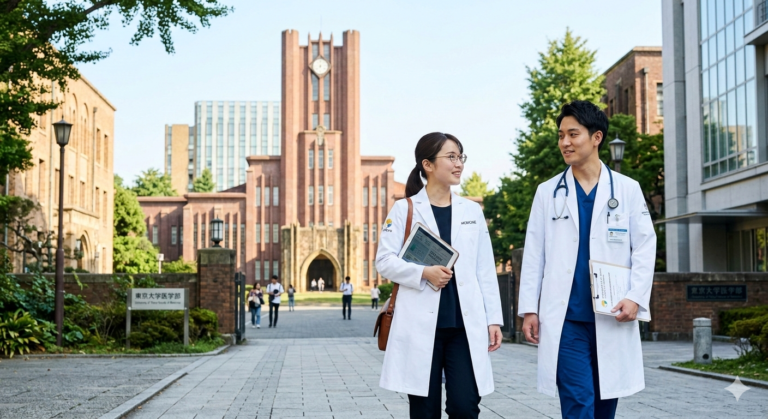 東大安田講堂と医学生イメージ